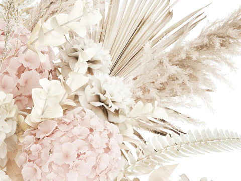 Bouquet Of Dried Flowers Hydrangea Pampas Vase 491 3D Model