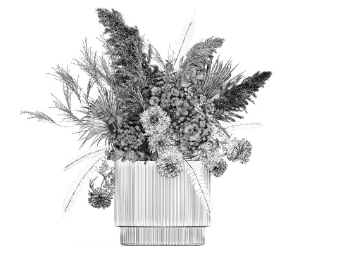 Bouquet Of Dried Flowers Hydrangea Pampas Vase 491 3D Model