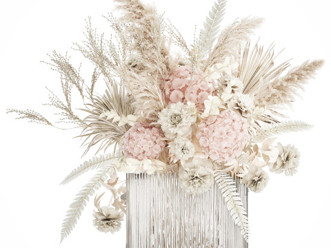 Bouquet Of Dried Flowers Hydrangea Pampas Vase 491 Modello 3D