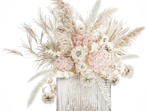 Bouquet Of Dried Flowers Hydrangea Pampas Vase 491 3D Model
