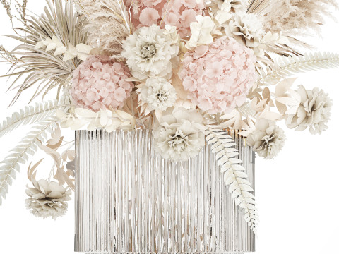 Bouquet Of Dried Flowers Hydrangea Pampas Vase 491 Modello 3D
