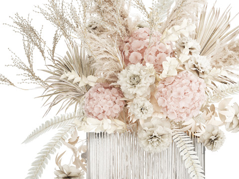 Bouquet Of Dried Flowers Hydrangea Pampas Vase 491 Modello 3D