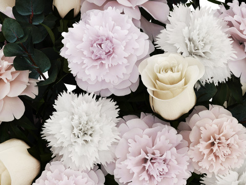 Bouquet of white flowers in a vase hydrangea peony 492 3D Модель