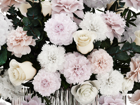 Bouquet of white flowers in a vase hydrangea peony 492 3D Модель
