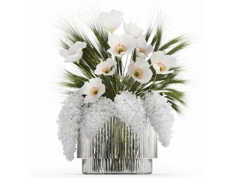 여름 디자이너 꽃다발 야생화 양귀비 라일락 494 3D 모델