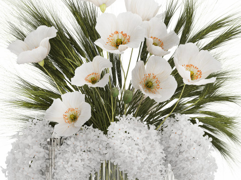 Summer Designer Bouquet Wild Flowers Poppy lilac 494 3D Model