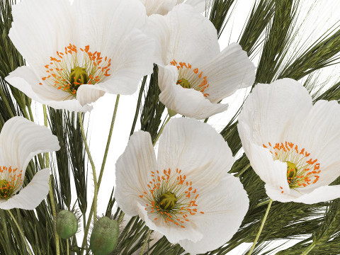 Summer Designer Bouquet Wild Flowers Poppy lilac 494 3D Model
