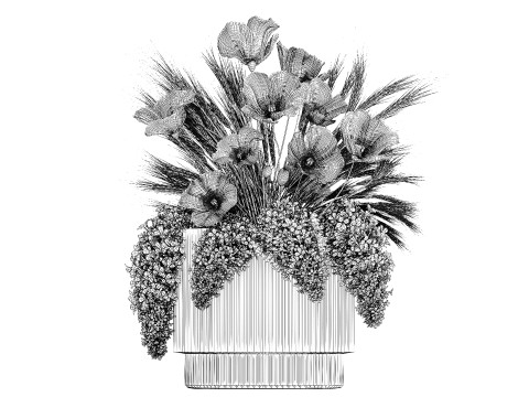 Summer Designer Bouquet Wild Flowers Poppy lilac 494 3D Model