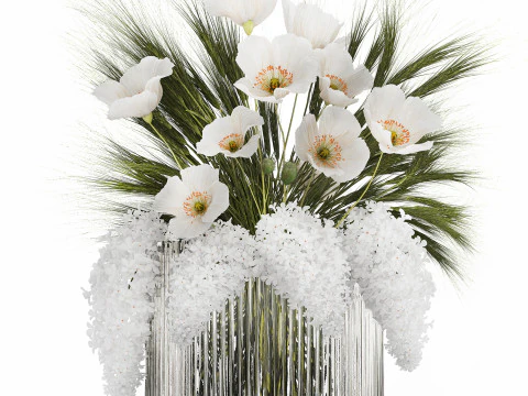 Summer Designer Bouquet Wild Flowers Poppy lilac 494 3D Model