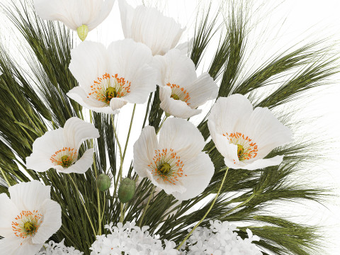 Summer Designer Bouquet Wild Flowers Poppy lilac 494 3D Model