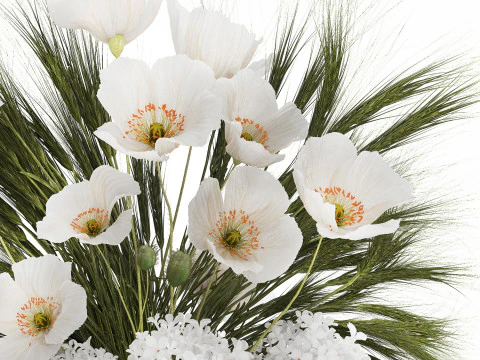Summer Designer Bouquet Wild Flowers Poppy lilac 494 3D Model