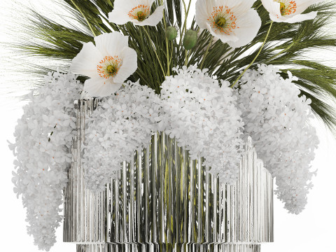 Summer Designer Bouquet Wild Flowers Poppy lilac 494 3D Model