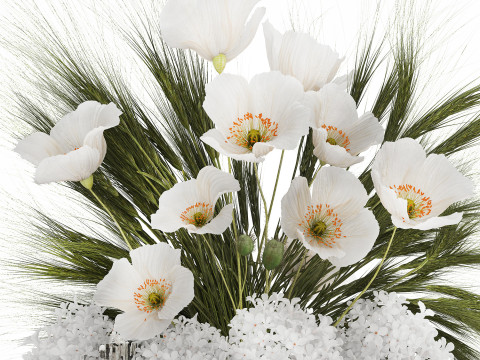 Summer Designer Bouquet Wild Flowers Poppy lilac 494 3D Model