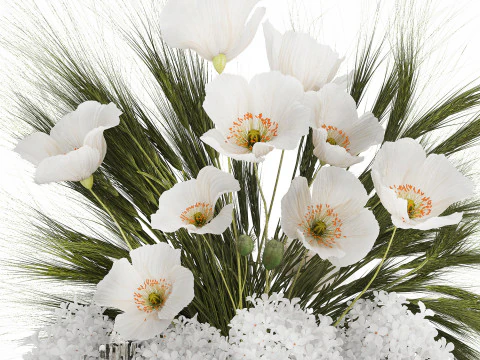 Summer Designer Bouquet Wild Flowers Poppy lilac 494 3D Model