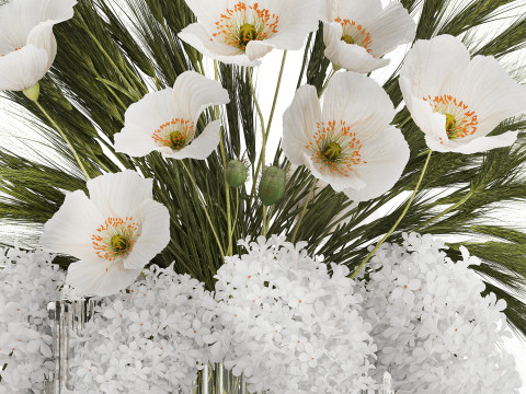 Summer Designer Bouquet Wild Flowers Poppy lilac 494 3D Model