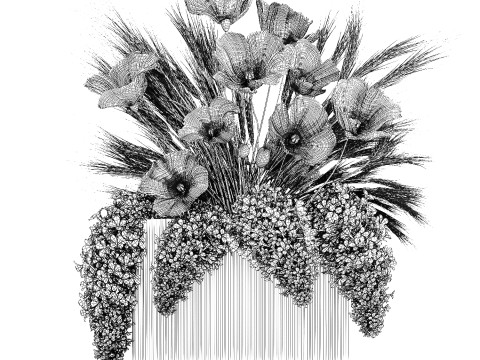 Summer Designer Bouquet Wild Flowers Poppy lilac 494 3D Model