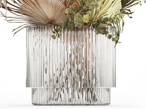 Bouquet Of Dried Flowers Pampas Dry Palm Leaf 495 3D 모델