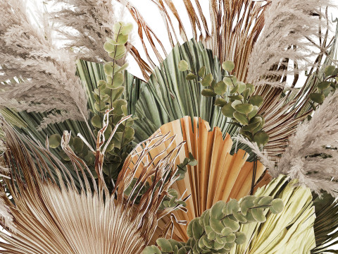Bouquet Of Dried Flowers Pampas Dry Palm Leaf 495 3D 모델
