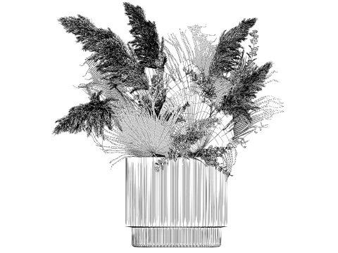 Bouquet Of Dried Flowers Pampas Dry Palm Leaf 495 3D Model