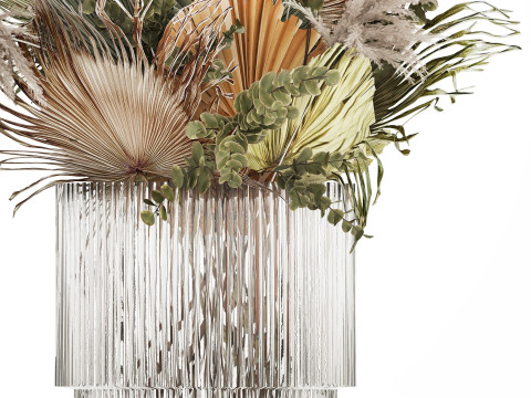 Bouquet Of Dried Flowers Pampas Dry Palm Leaf 495 3D 모델