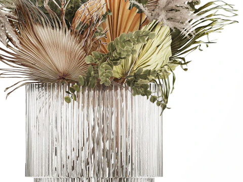 Bouquet Of Dried Flowers Pampas Dry Palm Leaf 495 3D Model