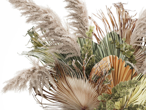 Bouquet Of Dried Flowers Pampas Dry Palm Leaf 495 3D 모델