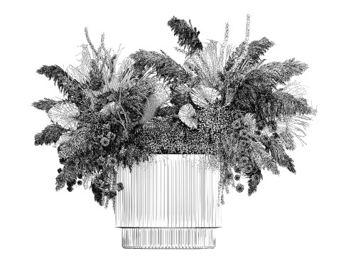 Bouquet Dried Flowers Cortaderia Pampas Reed vase palm 496 Modèle 3D