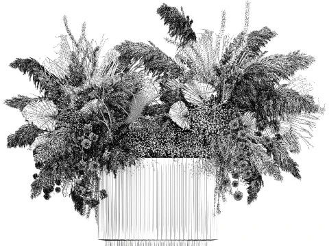 Bouquet Dried Flowers Cortaderia Pampas Reed vase palm 496 3D Model