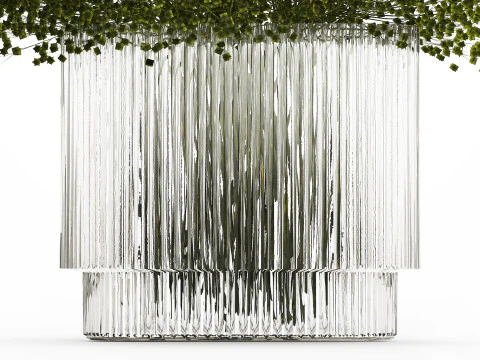 Bouquet Of Green Flowers Glass Vase Gypsophila 497 3D Model