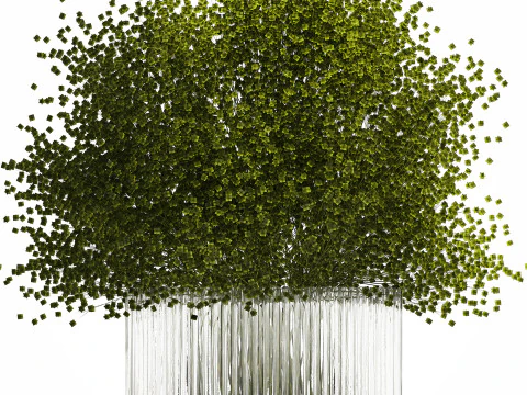 Bouquet Of Green Flowers Glass Vase Gypsophila 497 3D Model