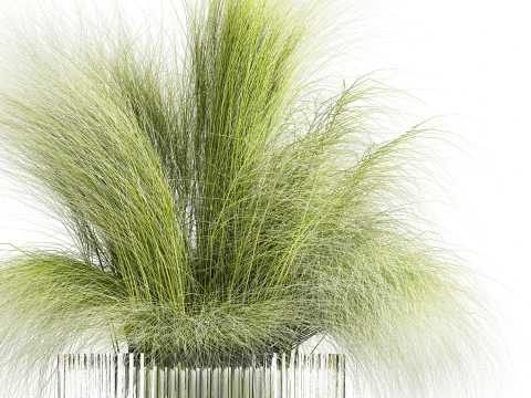 Bouquet green flowers in vase decorative grass 498 3D Model