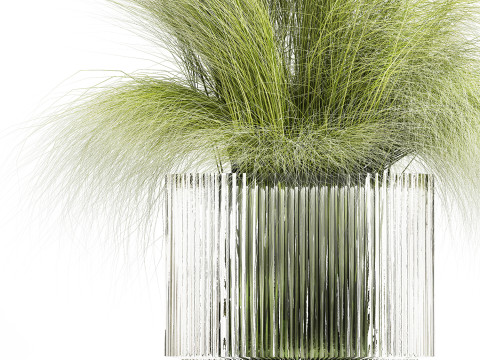 Bouquet green flowers in vase decorative grass 498 3D-Modell