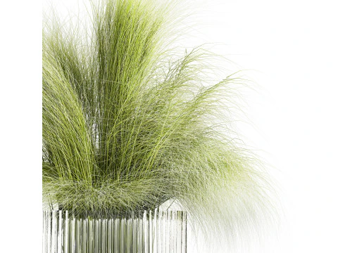 Bouquet green flowers in vase decorative grass 498 3D Model