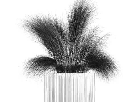 Bouquet green flowers in vase decorative grass 498 3D Model