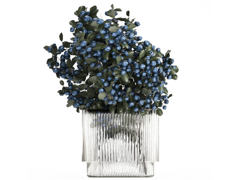 Bouquet Of Blueberry Branches In A Modern Glass 500 3D Модель