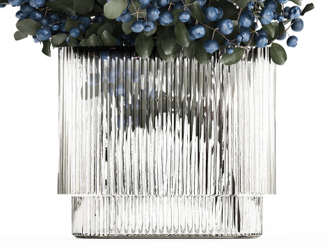Bouquet Of Blueberry Branches In A Modern Glass 500 3D 모델