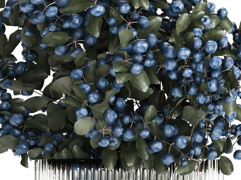 Bouquet Of Blueberry Branches In A Modern Glass 500 3D 모델