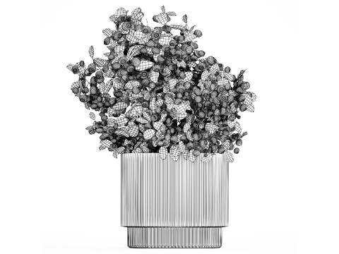 Bouquet Of Blueberry Branches In A Modern Glass 500 3D 모델