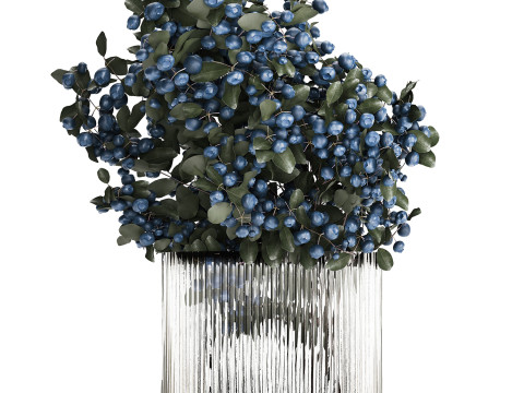 Bouquet Of Blueberry Branches In A Modern Glass 500 3D 모델