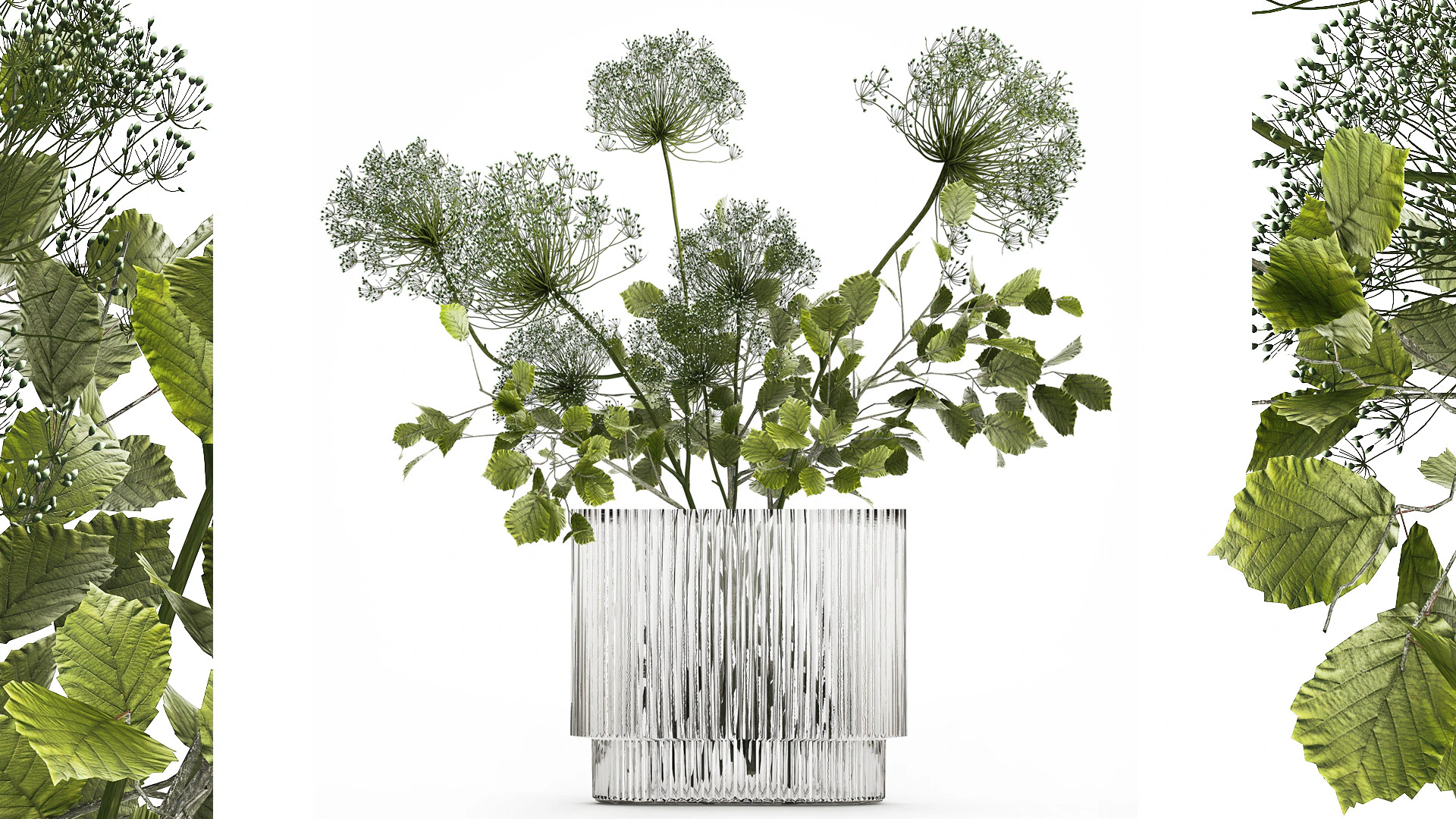 Flower Bouquet Of Green Branches And Hogweed 504 3D Model .c4d .max .obj .3ds .fbx .stl .blend 