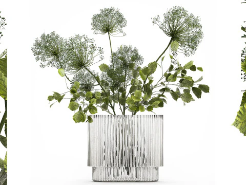 緑の枝とブタクサの花束 504 3Dモデル