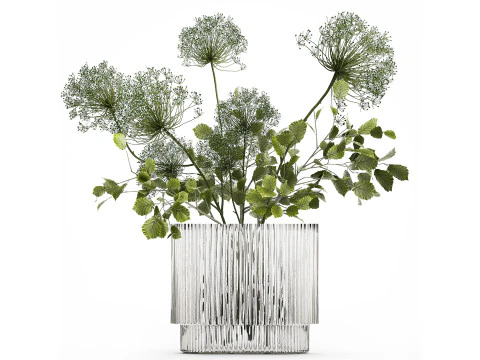 Flower Bouquet Of Green Branches And Hogweed 504 3D Model