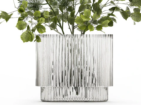 Flower Bouquet Of Green Branches And Hogweed 504 3D Model
