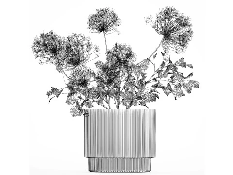 Flower Bouquet Of Green Branches And Hogweed 504 3D Model