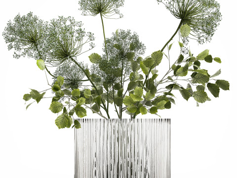Flower Bouquet Of Green Branches And Hogweed 504 3D-Modell