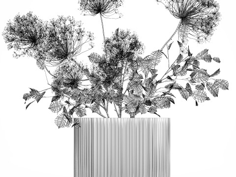 Flower Bouquet Of Green Branches And Hogweed 504 3D-Modell