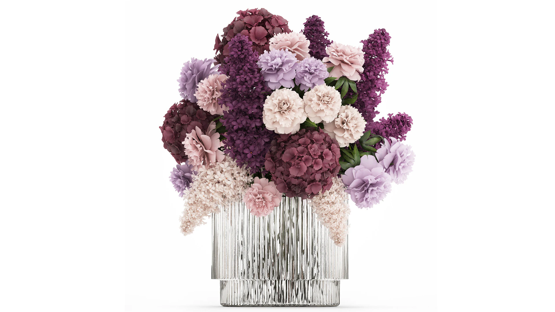 Bouquet Of Flowers Peony hydrangea lilac 506 3D Model .c4d .max .obj .3ds .fbx .stl .blend 