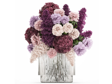 Bouquet Of Flowers Peony hydrangea lilac 506 3D Model