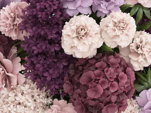 Bouquet Of Flowers Peony hydrangea lilac 506 3D 모델