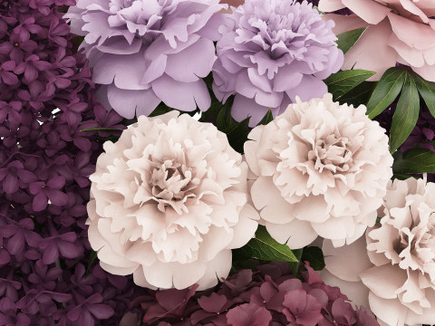 Bouquet Of Flowers Peony hydrangea lilac 506 3D 모델